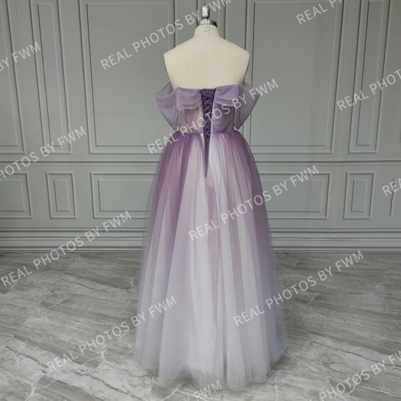 15436#Real Photos Shiny Tulle  A-line Wedding Bridesmaid Dress Bridal Gown For Women Birthday Party Evening Dresses With Beading