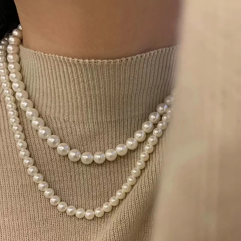 Französisch Retro Perle Kette Halskette Für Frauen Einfache Acryl Ball Halsband Fashion Party Schmuck Vielseitige Accessoires