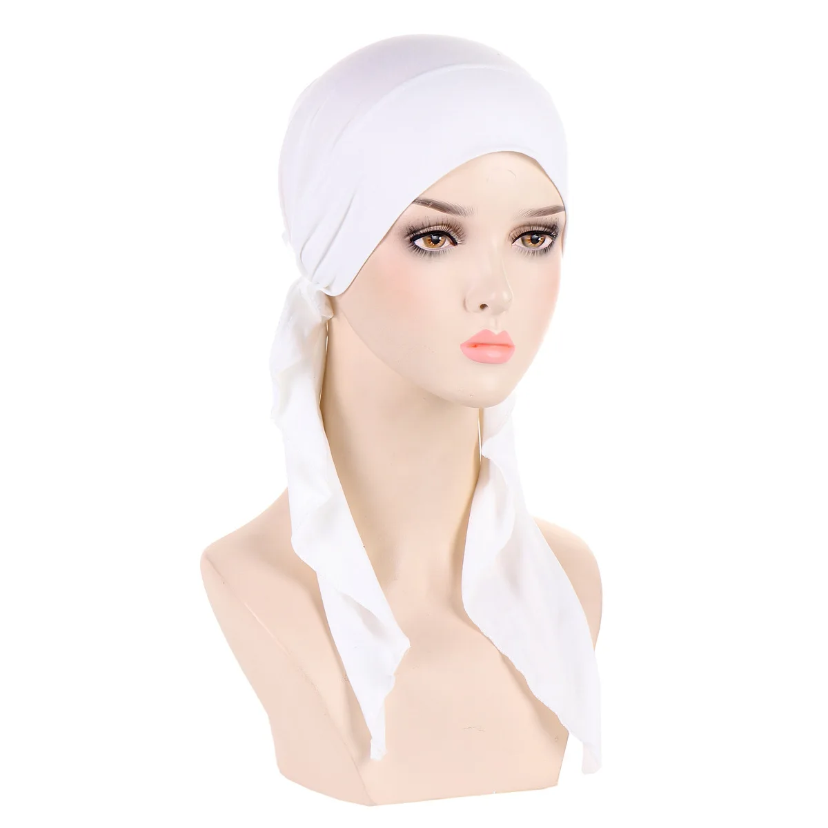 Ramadan Women Muslim Hijab Caps Wrap Head Soft Elastic Long Tail Turban Bonnet Fashion Print Headdress Wearable