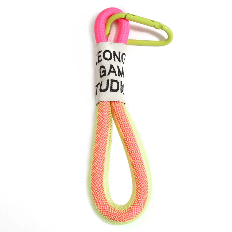 Creative Iridescent Braid Rope Keychain Carabiner Key Ring For Backpack Pendant Accessorie Hanging Cord Jewelry