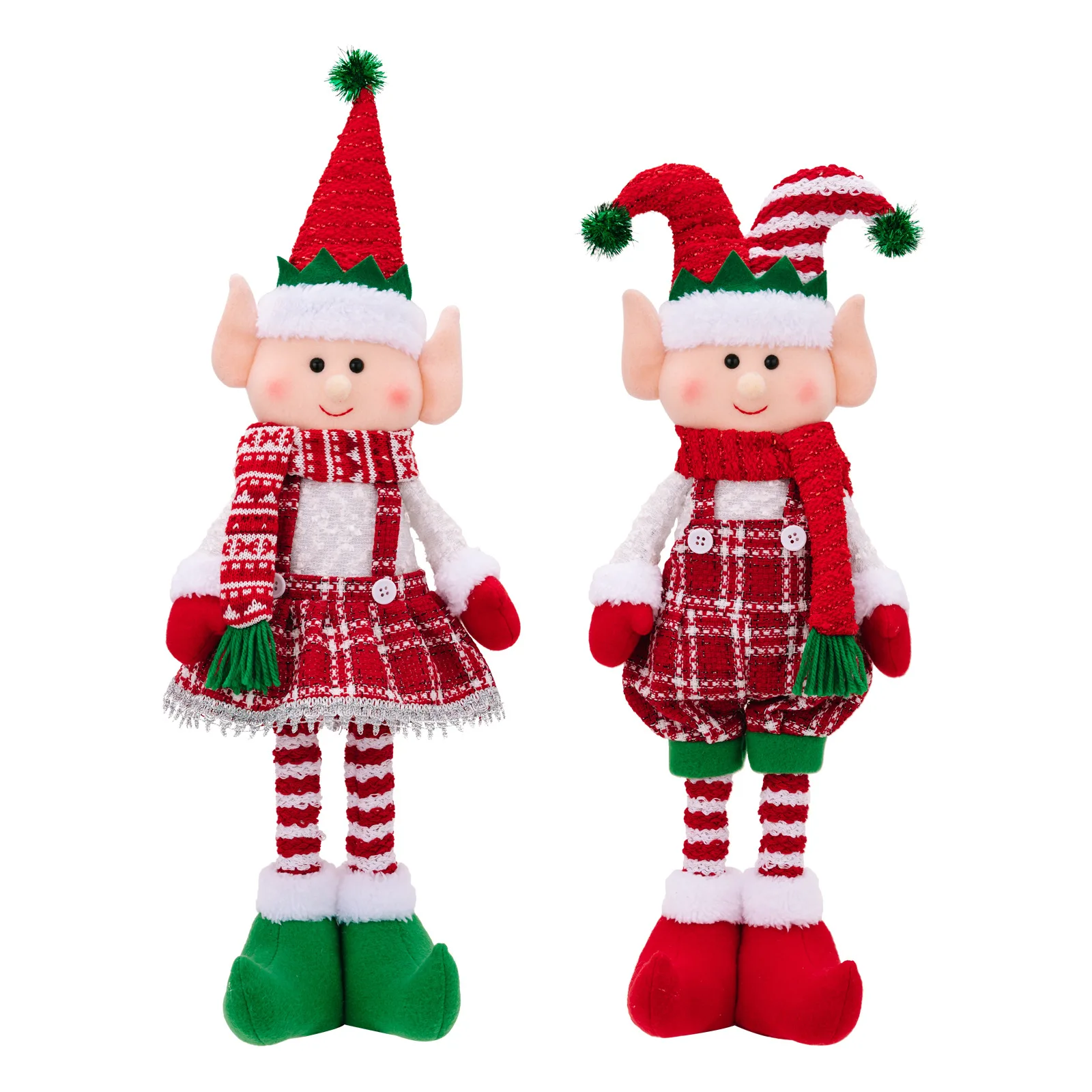 Christmas Decorations Standing Retractable Red and Green Elf Figure  Festive  Scene Layout To Add A Little Fun To Your Christmas