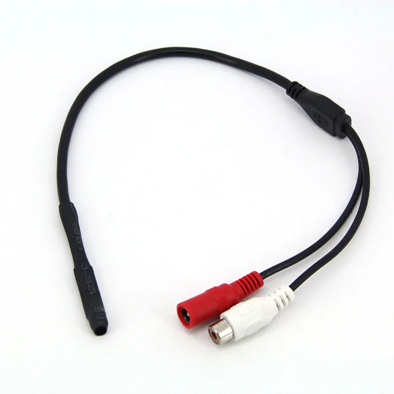 Mini Microphone Pickup DC 12V Sound Monitor RCA Power Cable for Cctv Camera DVR System Video Surveillance