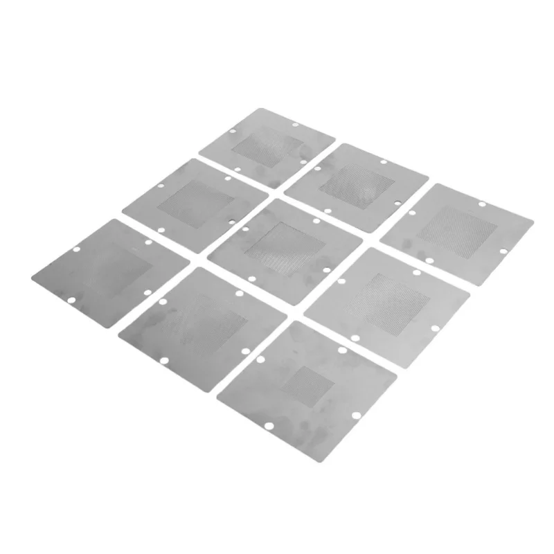9Pcs BGA Reballing Stencils 90x90mm Rework Station Universal 304 Stainless Steel Template Laptop CPU Repair Tools