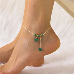 New Natural Stone Round Anklet For Women Fashion Trend Ladies Summer Outing Play Ankle Pendant Jewelry Factory Outlet 2022 New