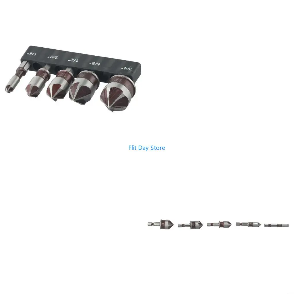 F92C 5 Blade Shank Countersink Drill Bit Collection 1/4