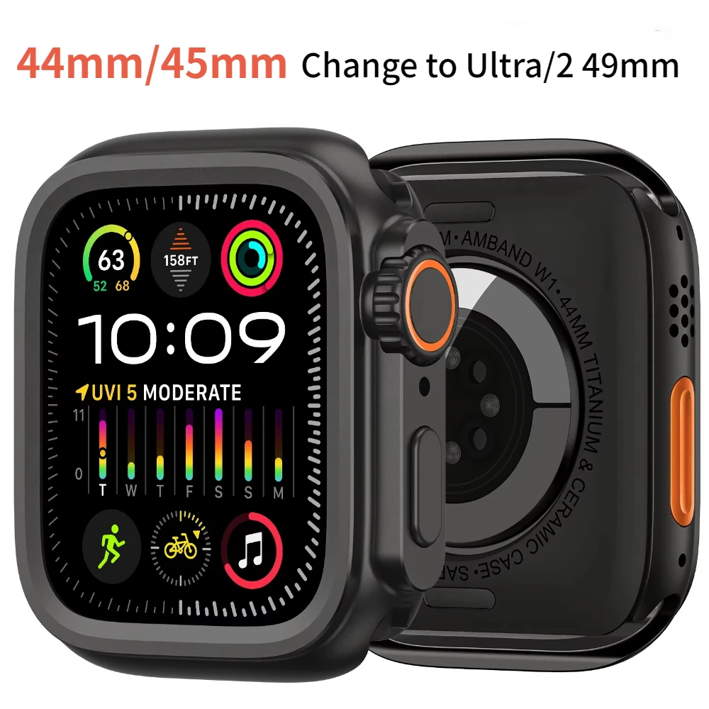 

Металлический чехол для Apple Watch 9, 45 мм, фоторамка, защитный бампер для iWatch серии 8, 7, 6, 5, SE, 44 мм, 45 мм, Безель, переходник на Ultra 2, 49 мм