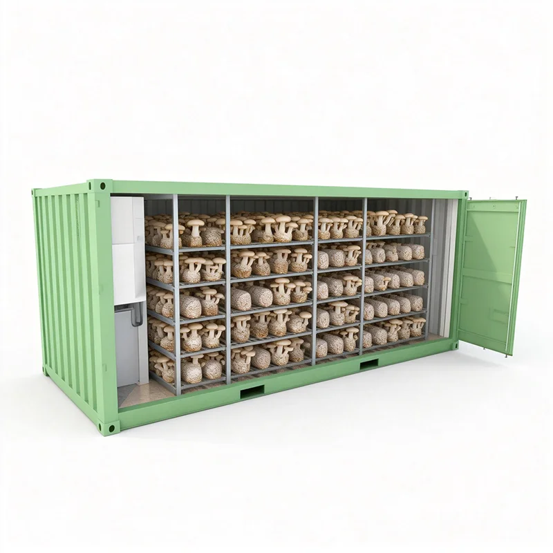 Custom High-Yield Mushroom Cultivation Facility 20ft 40ft Container Greenhouse IoT-Enabled Low-Maintenance Farming System