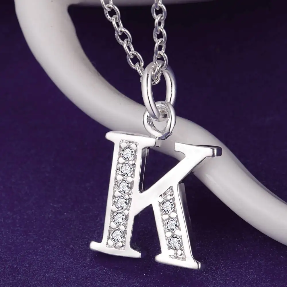 925 Sterling Silber 26 Buchstaben Halskette Anhänger für Damen Hochzeit Verlobung Schmuck Mode Klassiker Geschenk Party Hohe Qualität – Detail 10