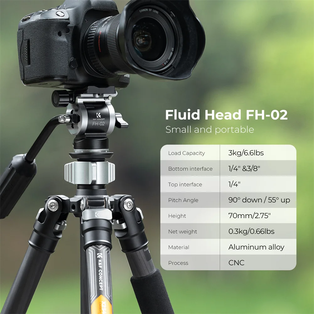 K&F Concept Professional Tripod Head Hydraulic Head 6.6lbs/3kg Load with Quick Release Plate for DSLR Cameras Mirrorless Cameras