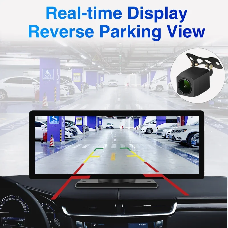 4K Dash Cam and 1080P Rear Camera Wireless Cast CarPlay Android Auto GPS Logger 5G WiFi Monitor Car Video Recorder FM Trasmitter