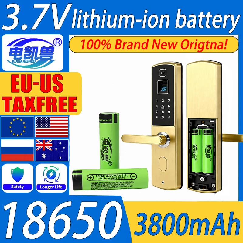 

Новая литий-ионная аккумуляторная батарея большой емкости 3,7 В 18650 3800 мАч, подходит для резервного источника питания интеллектуальных дверных замков
