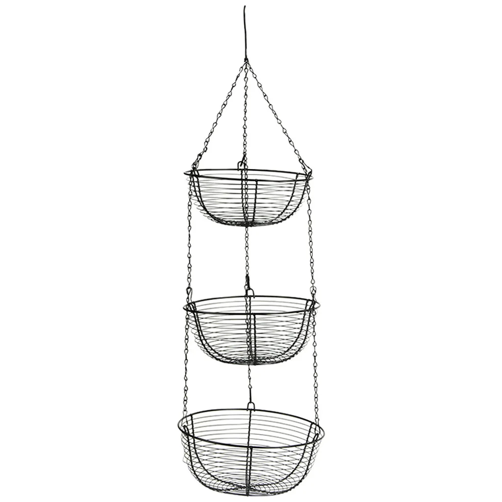 3-tier Black Hanging Basket Hanging Basket Storage Produce Housewares Fruit Basket for Kitchen Vegetable