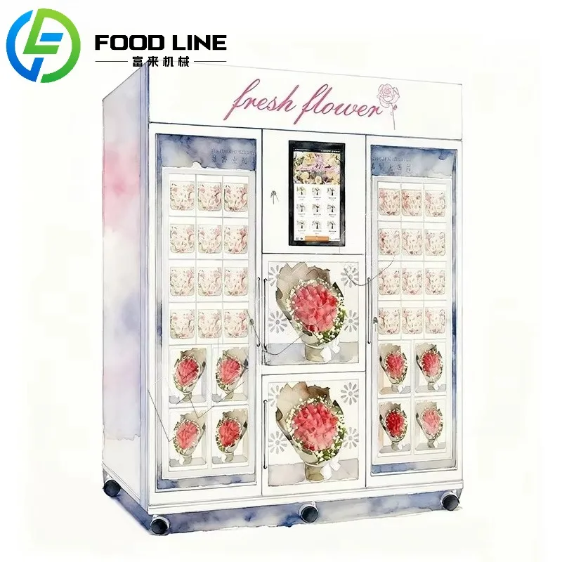 Flower Vending Machine Refrigerated Touch Screen Cashless Payment Mall Airport Store Customized