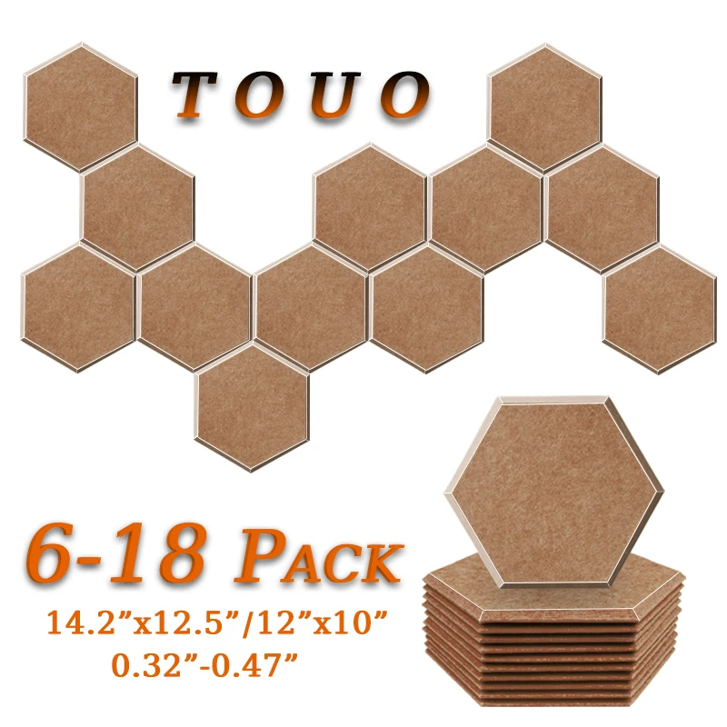 

TOUO Flame-Retardant Acoustic Panel 6/12/18 Pcs High-Density Sound Insulation Panels Soundproof Treatment Room Acoustic Treatmen