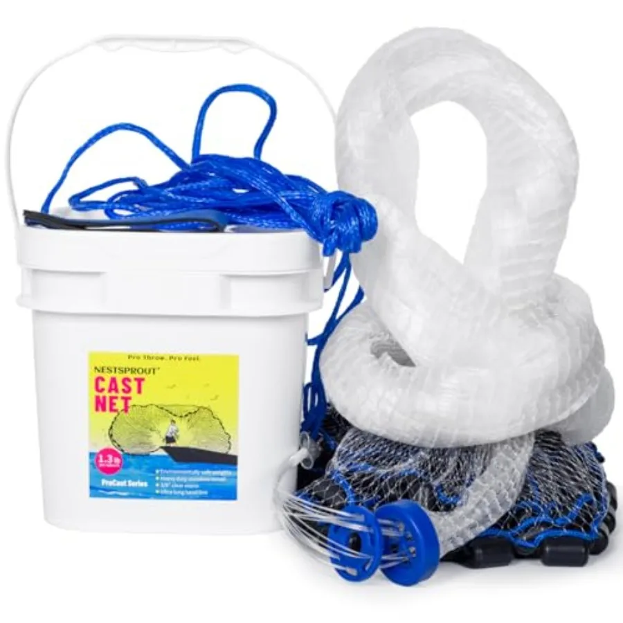 

1.3 lbs/ft Fishing Cast Net with Eco-Friendly Lead Weights 3/8inch Mesh Size Throw Nets for Freshwater and Saltwater /6/// Cast