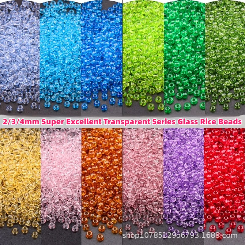 

2/3/4mm Super Excellent pure transparent imitation Czech glass rice beads DIY handmade jewelry clothing loose bead accessories