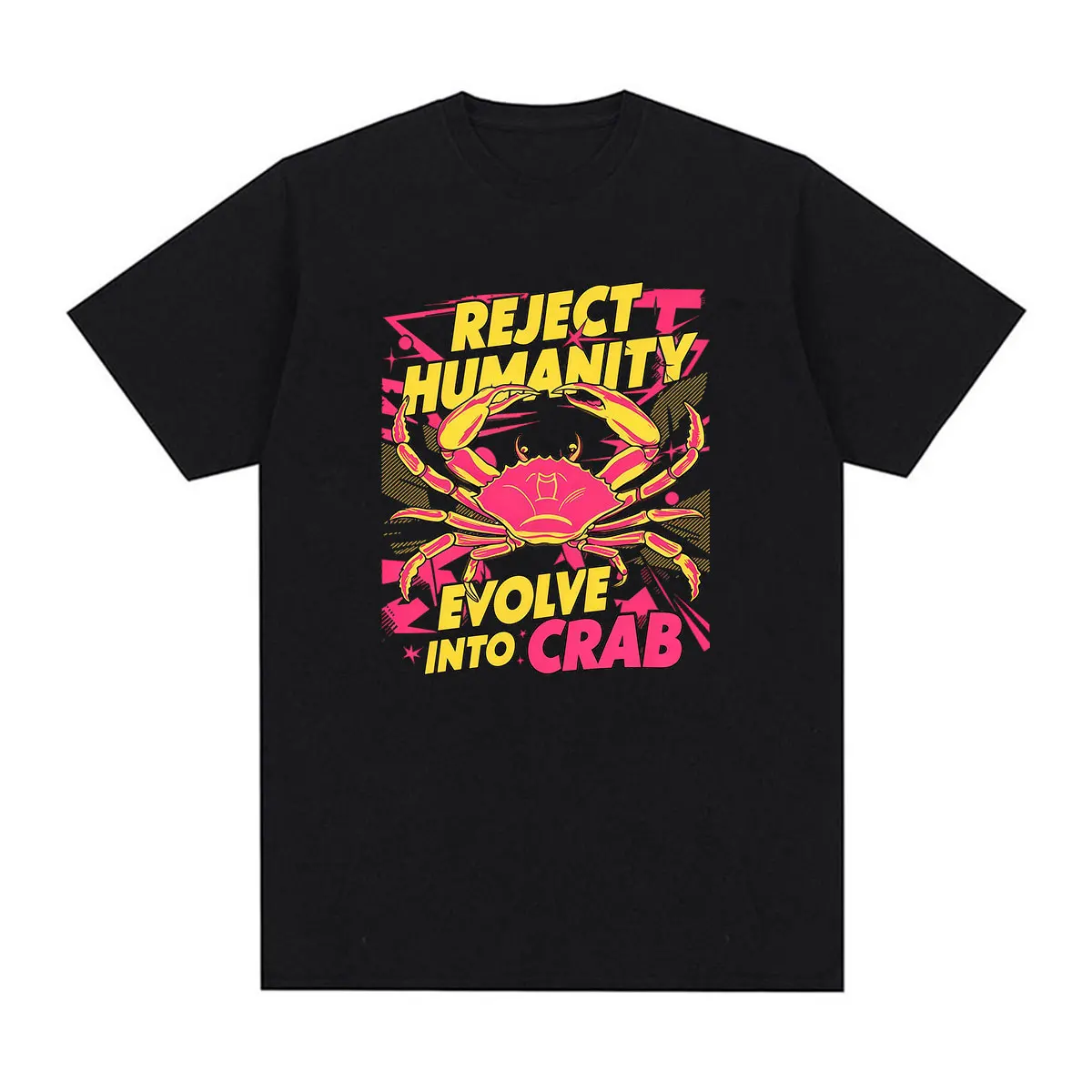 T-shirts humoristiques japonais « Rejeter l'humanité, évoluer en crabe » pour hommes et femmes, style vintage Harajuku, en coton oversize, streetwear
