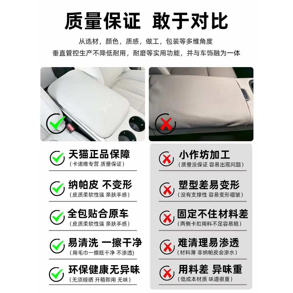 For Xpeng G9 2024 Leather Central Control Armrest Box Protective Cover