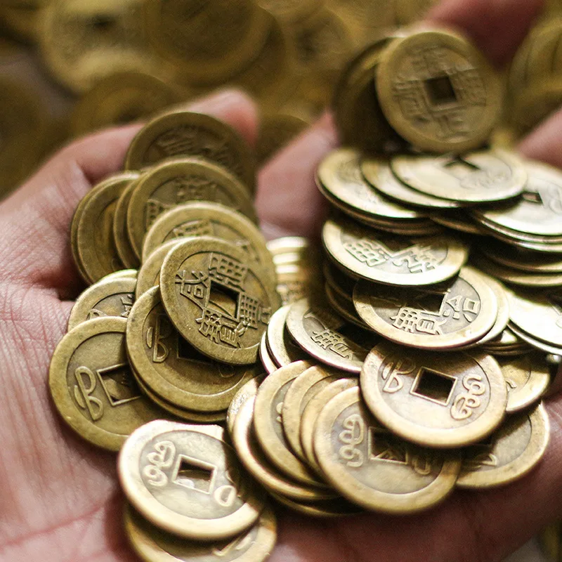 50 Pcs Antique Coins Craft Feng Shui Coins Ancient Chinese I Ching Coins For Health Wealth Charm