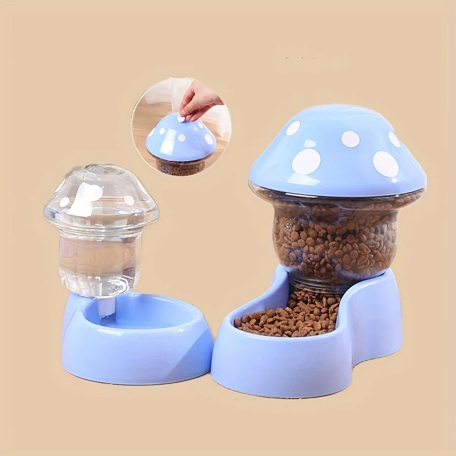 1 Piece/2 Piece Automatic Pet Food and Water Feeder Mushroom Shaped Gravity Food and Water Feeding Set Suitable for Indoor Cats