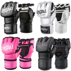 Half Mitts walki MMA Kick Boxing rękawice, bez palców wykrawania worek treningowy z Paddding rękawice dla Kickboxing Sparring Muay Thai