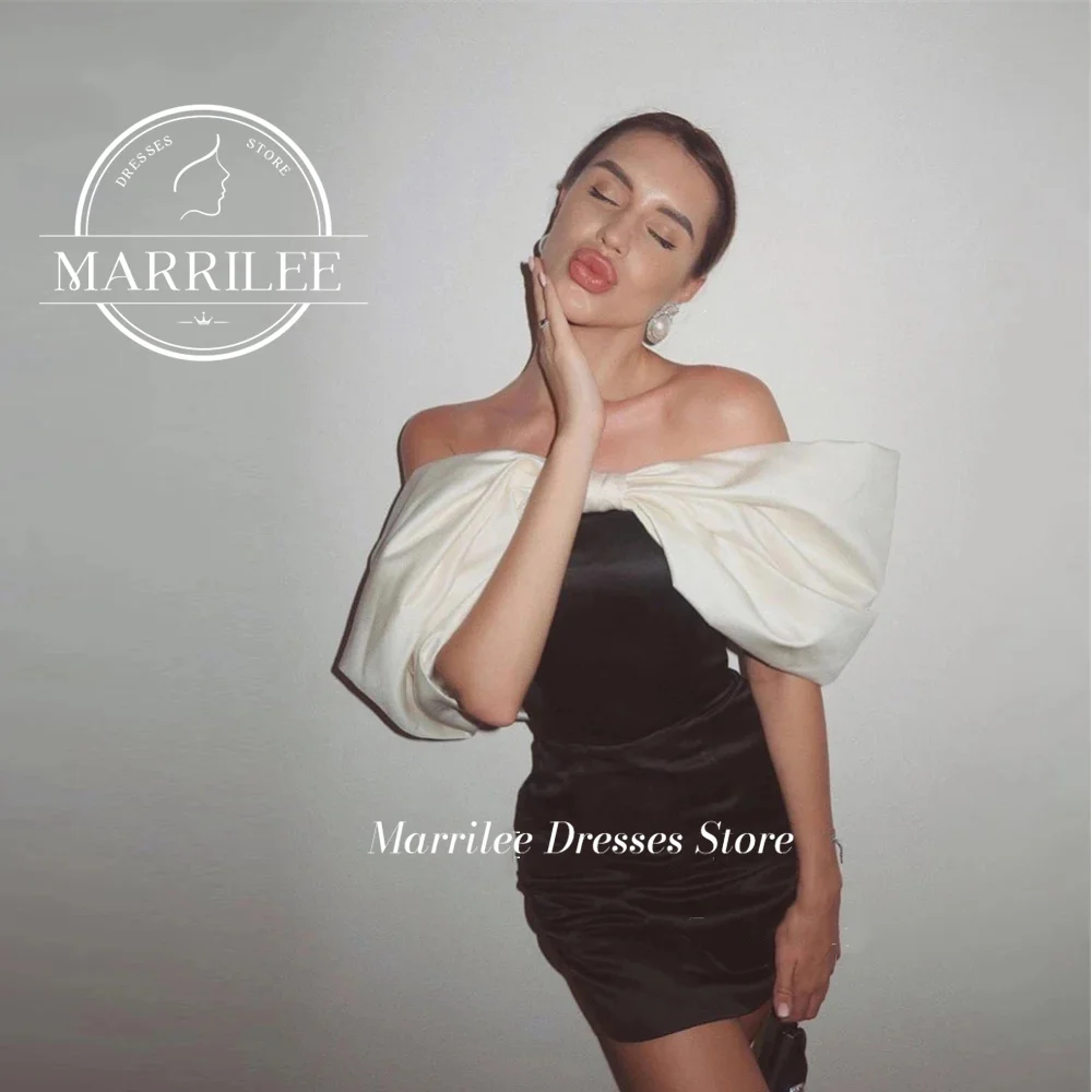 Marrilee-vestido de noche corto con hombros descubiertos, minivestido Sexy con lazo grande, sin mangas, por encima de la rodilla, espalda abierta, para fiesta de cóctel