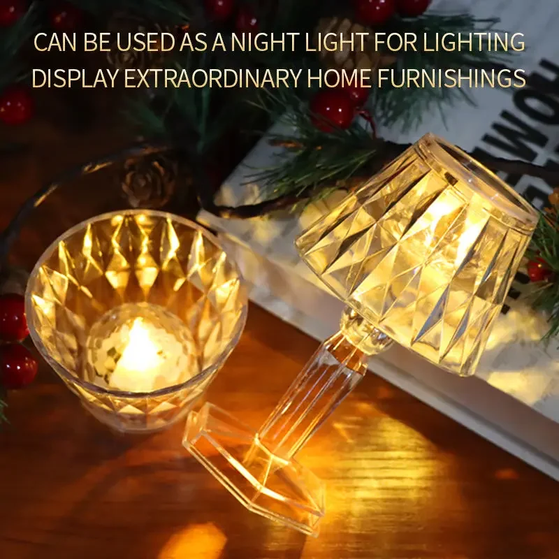 Mini Crystal Acrylic LED Night Light Festive Atmosphere Decorative Lamp Bedside Bar Restaurant Romantic Table Lamp