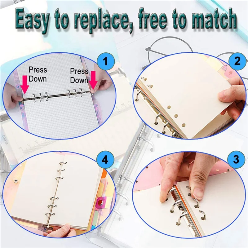 4 PCS A5 Arco-íris Macio PVC Notebook Binder Clear Soft PVC Notebook Cover, Folha Solta Planejador Pessoal Binder-Y18A