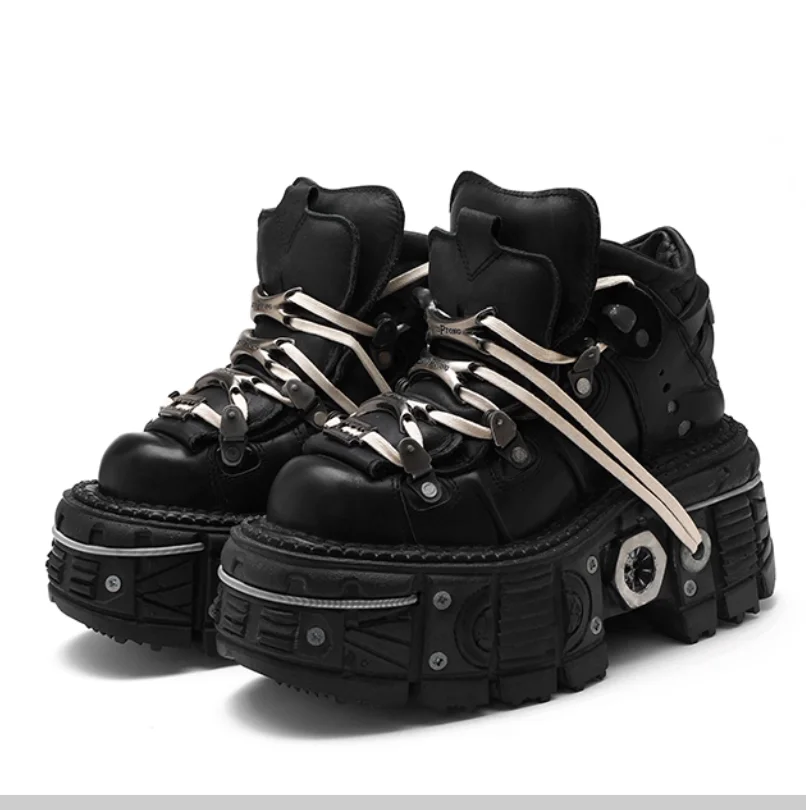 Retro Heavy Metal Thick Bottom Sponge Cake Tank Bottom High Top Shoes