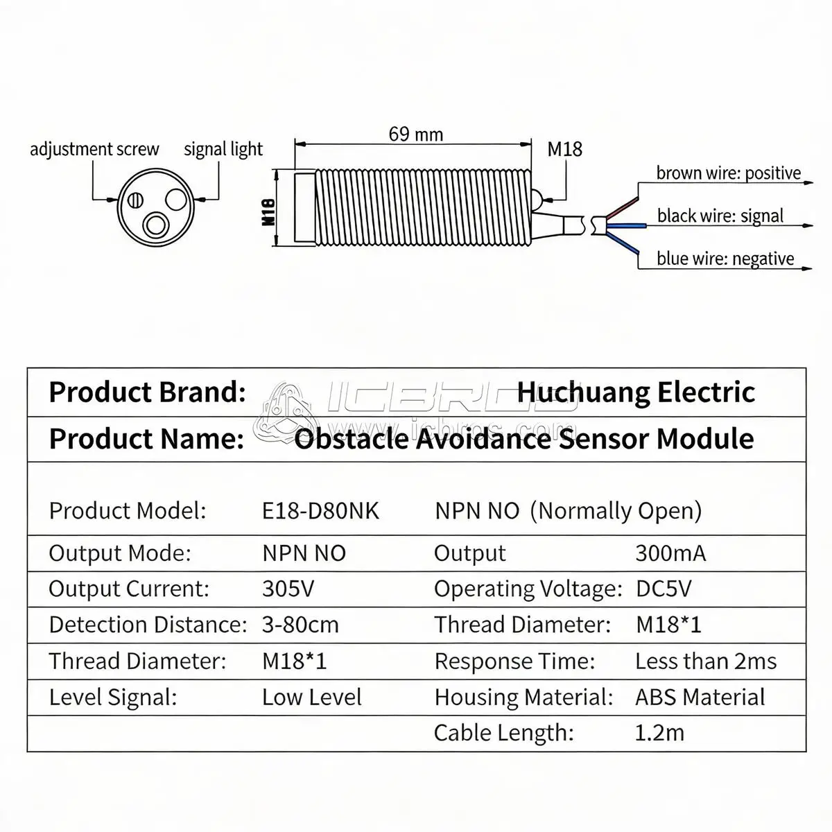 E18 D80NK Infrared Photoelectric Switch E18-D80NK Diffuse Reflection Obstacle Avoidance Sensor Module Voltage 5V