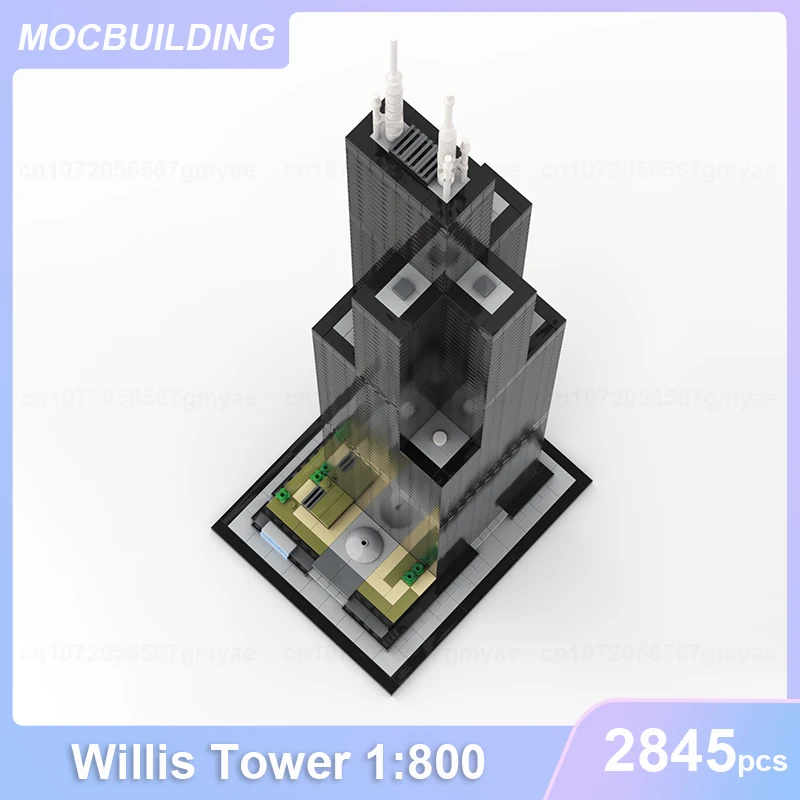 Willis Tower 1:800 Scale Sears-tower Architecture Model MOC Building Blocks DIY Assemble Bricks Educational Toys Gifts 2845PCS