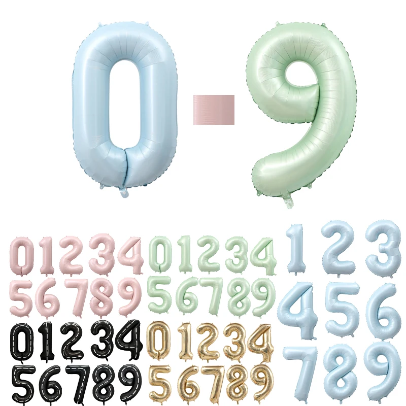 40 Inch 0-9 Gold Blue Green Black Foil Number Balloons Digital Globos Birthday Wedding Party Decorations Digit Figure Balloons