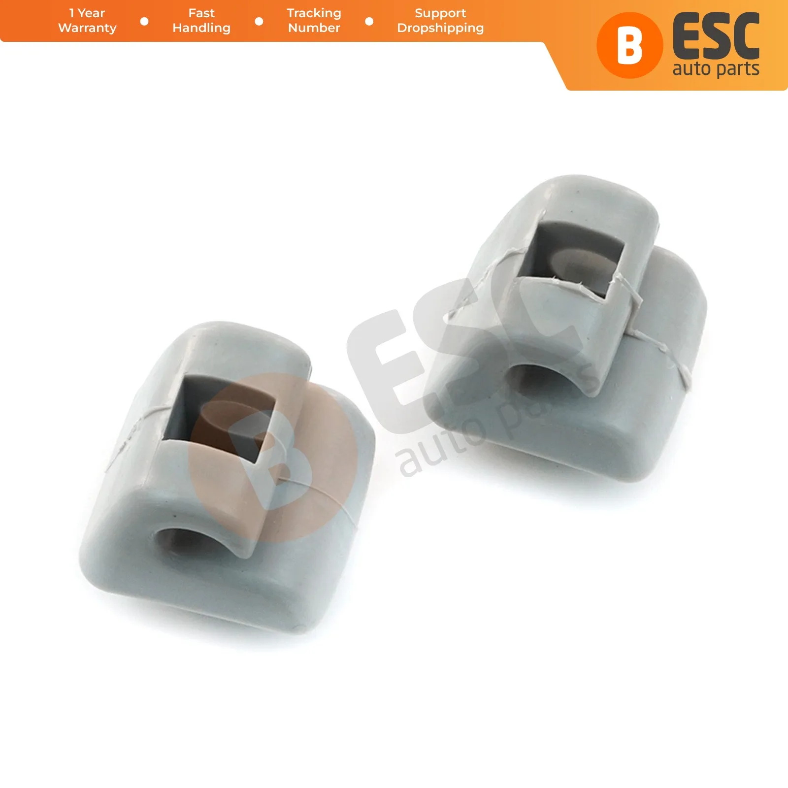 ESC Auto Parts ESR502 2 Pieces Sunvisor Sunshade Retainer for Mercedes E Class W123 W124 W126 W140 W201 Gray Color Fast Shipment