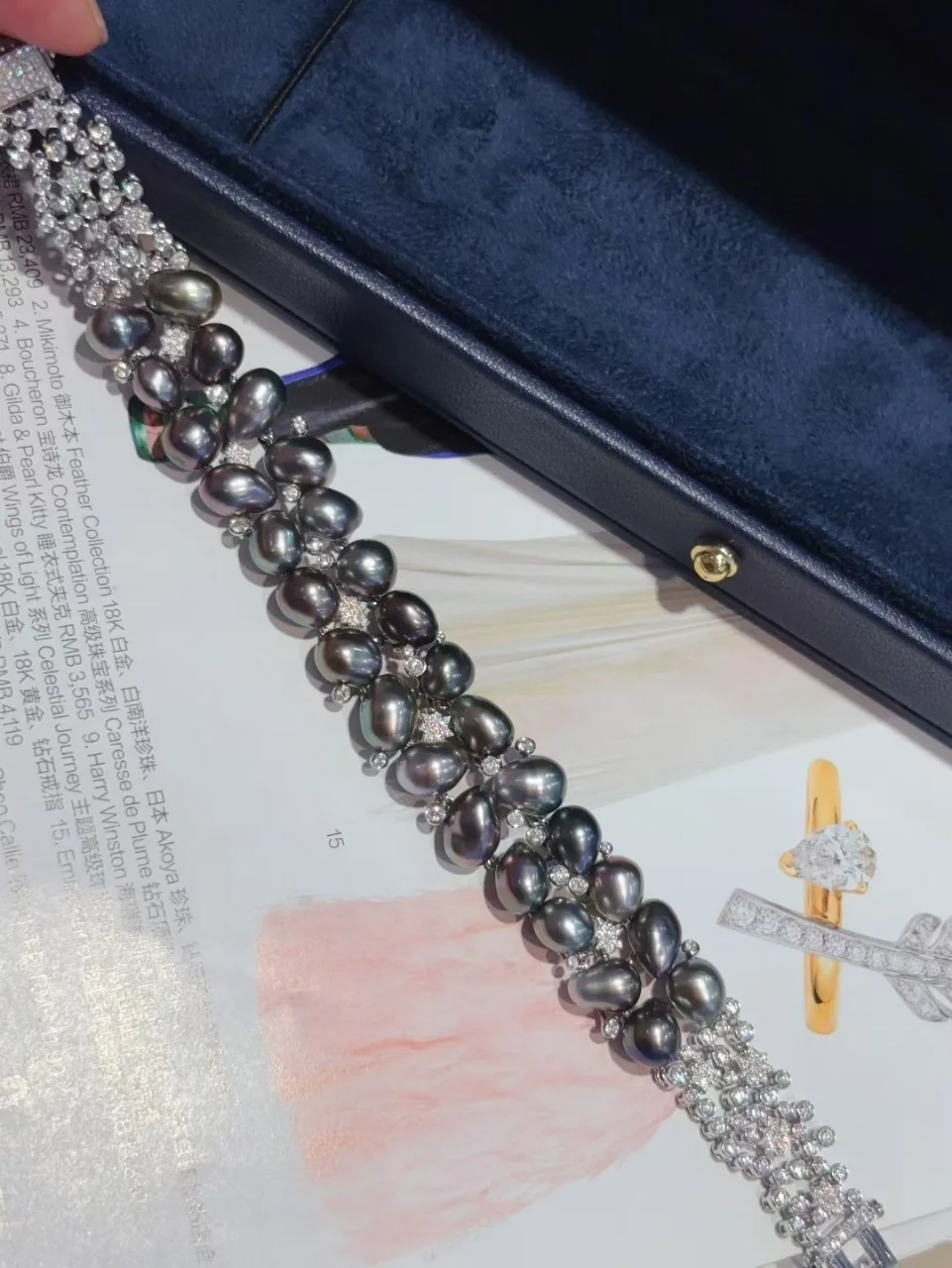 معتمد مفصل 18K الذهب الحقيقي الطبيعي أورورا تاهيتي بريق اللؤلؤ الأسود حقيقية سوار مرصع بالألماس الفاخرة الراقية مجوهرات #5