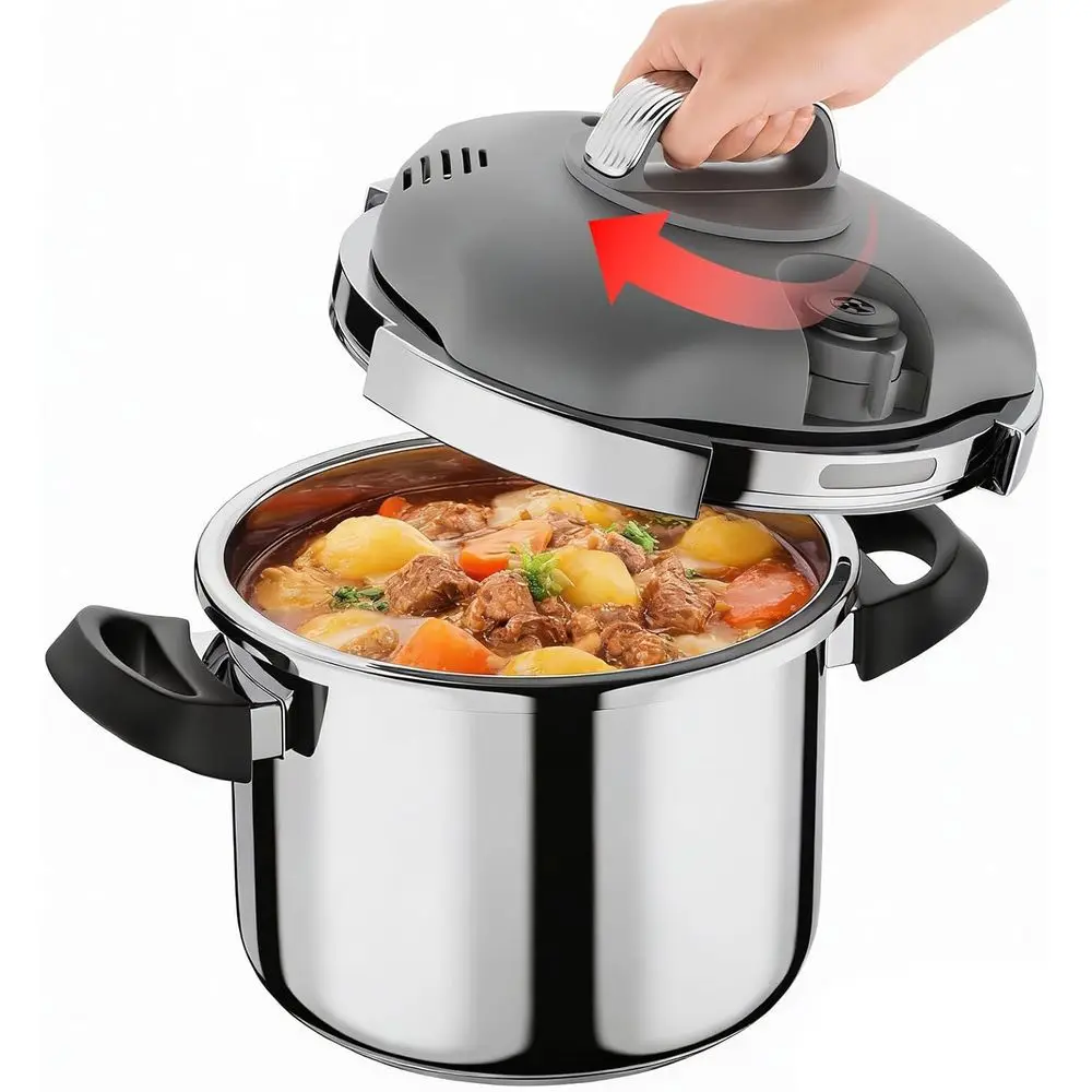 

Stainless Steel One-Hand Locking/Rotating Lock, Compatible with Gas & Induction, Ideal for Fast Cooking or Large Meals, Dishwash