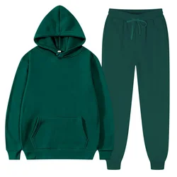 Winter Hoodie Sets Men Fashion Fleece Red Hoodies Black Brand Pants Casual Jogger Suit Tracksuit Sweatshirt Woman Pullover