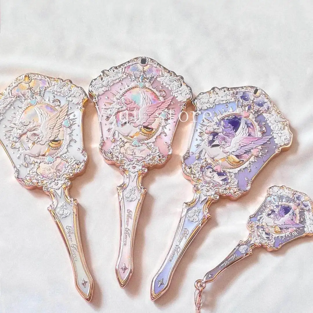 White, blue, pink and chocolate fairy designs, handheld limited edition mirror