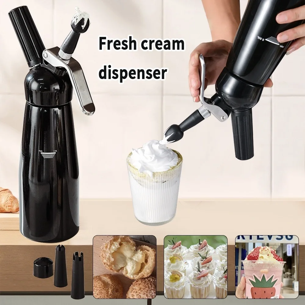 

New 500ml Cream Whipper with 3 Nozzles Aluminum Cream Foamer Butter Dispenser DIY Bake Tools