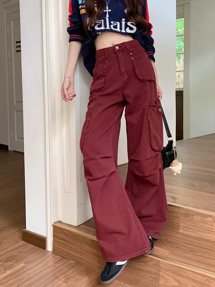 Gray Baggy Straight Jeans Women Korean Fashion Streetwear High Waist Wide Leg Denim Pants Female Loose Mopping Jean Trouser Y2K