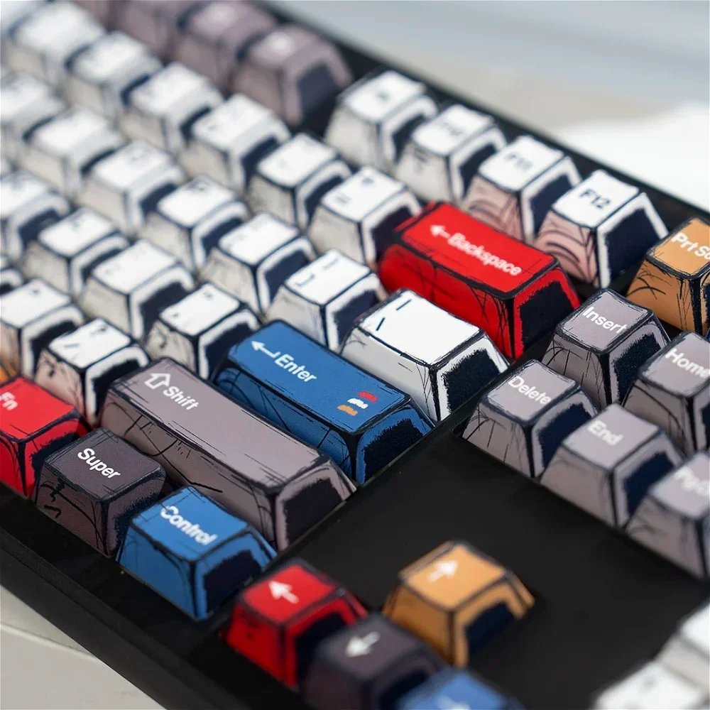 

Manga Style Keycap Set PBT 136 Keys Cherry Classic Hundred Light Colour Block Keycaps for 60/84/98/108 Mechanical Keyboard Skins