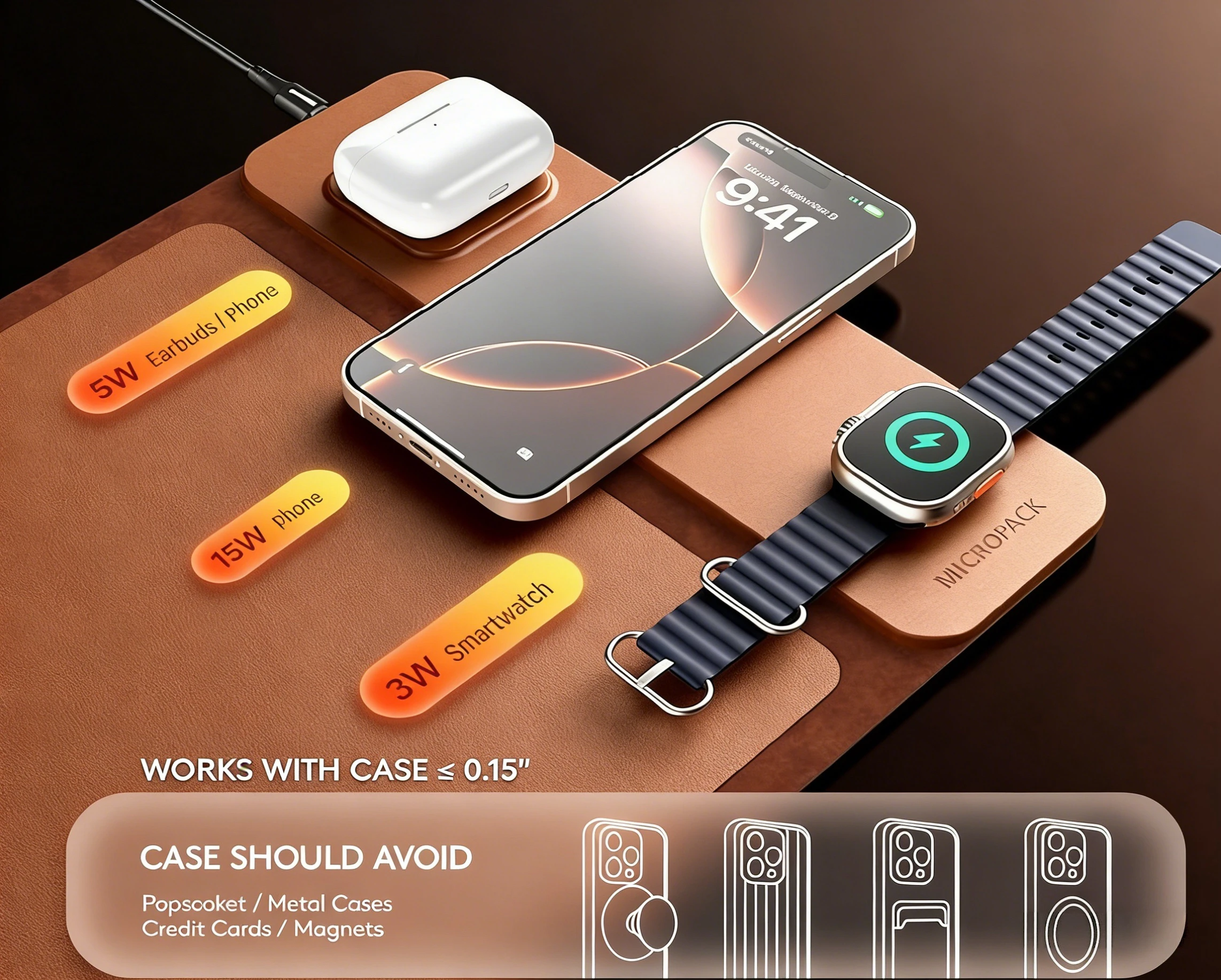 

Multifuncion Laptop Bag -3 in 1 wireless charging station-Laptop holder -Extral bag for mouse & Charger