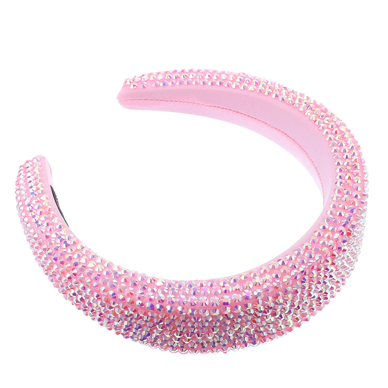 Rhinestone Wide Rim Headband Padded Stretchy Sponge Sweat Absorbent Comfortable Party Hair Accessory Fashion Hair Hoop