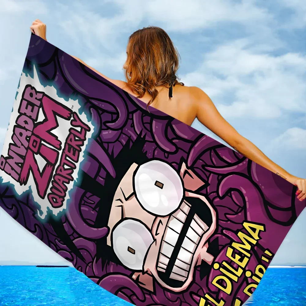 

I-Invader Z-Zim Мультяшное пляжное полотенце из микрофибры, впитывающее быстросохнущее мягкое полотенце для йоги, плавания, курортное полотенце для альпинизма