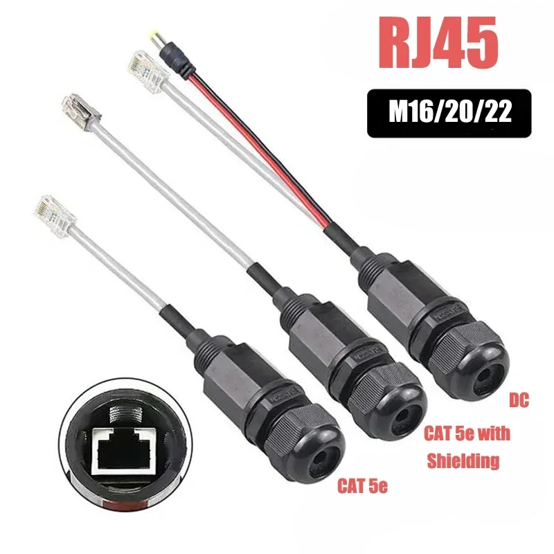 مقاوم للماء موصل شبكة RJ45 M16/20/22 Cat5e درع جيجابت إيثرنت خط RJ45 تيار مستمر كريستال رئيس في الهواء الطلق IP68 AP صندوق وصلات #1