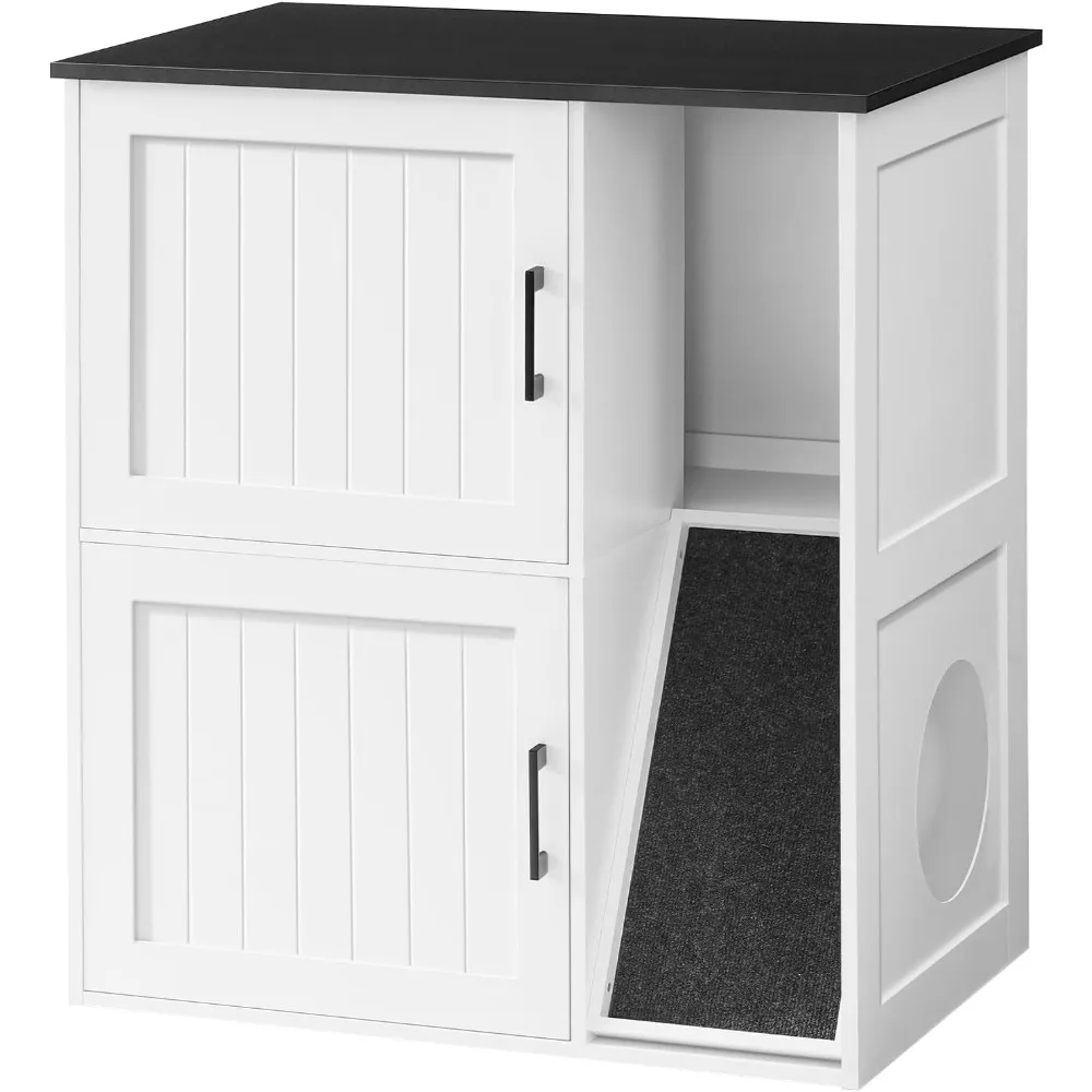 

Корпус для туалета для 2-х кошек, мебель для скрытого туалета с когтеточкой, корпус для двойных туалетов, деревянная кошачья туалетная комната