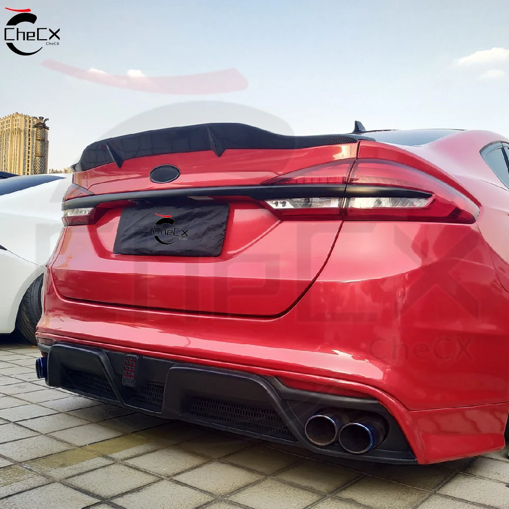 Glossy Black Rear Spoiler And Tail Wing for Ford Mondeo 2013-2017 High-Quality Fiberglass Material Suitable for Car Styling