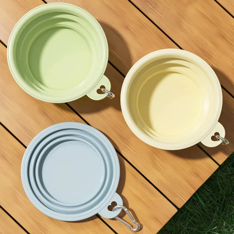 350ml/1000ml Collapsible Dog Bowl Outdoor Travel Pet Drinking Bowl for Dog Cats Folding Silicone Bowl Puppy Food Container image 4