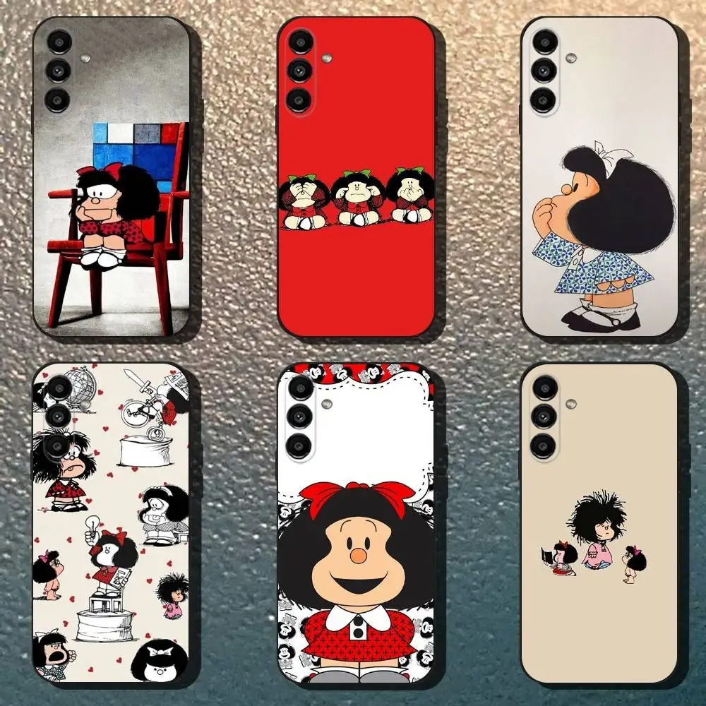 

Cartoon M-Mafalda Girl Phone Case For Samsung Galaxy A13,A21s,A22,A31,A32,A52,A53,A71,A80,Soft Black Shell