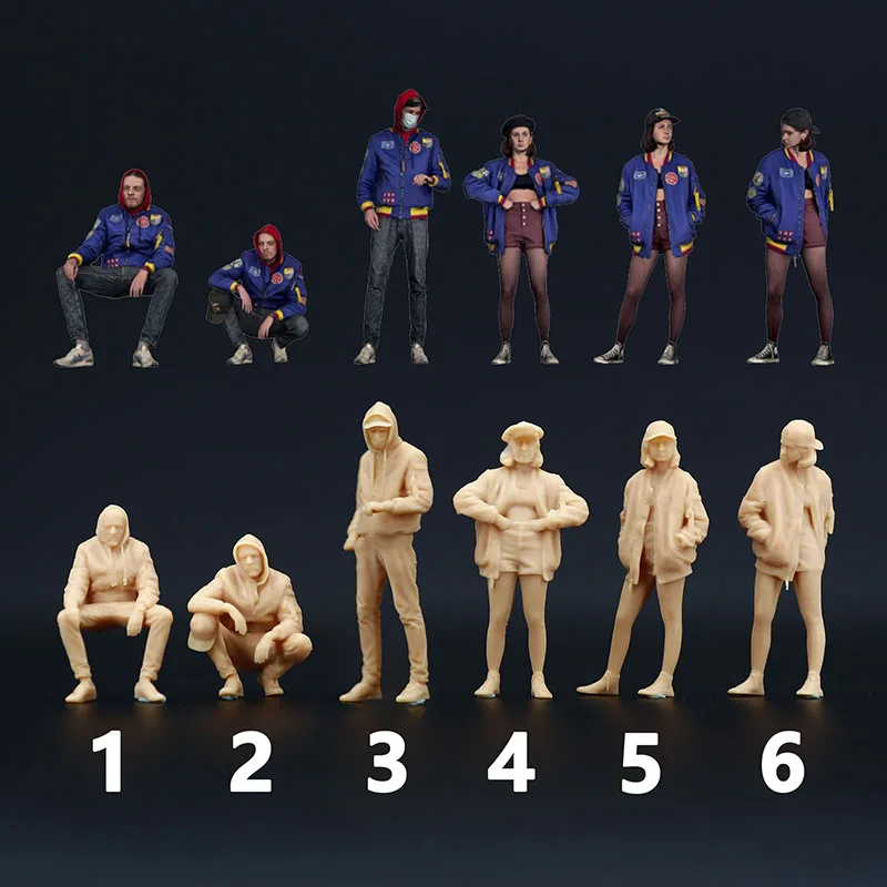 1:87 1/64 Figure Baseball Uniform Beauty Miniature 1/43 Schoolboy Model Sand Table Villain Scene Need To Be Colored By Yourself