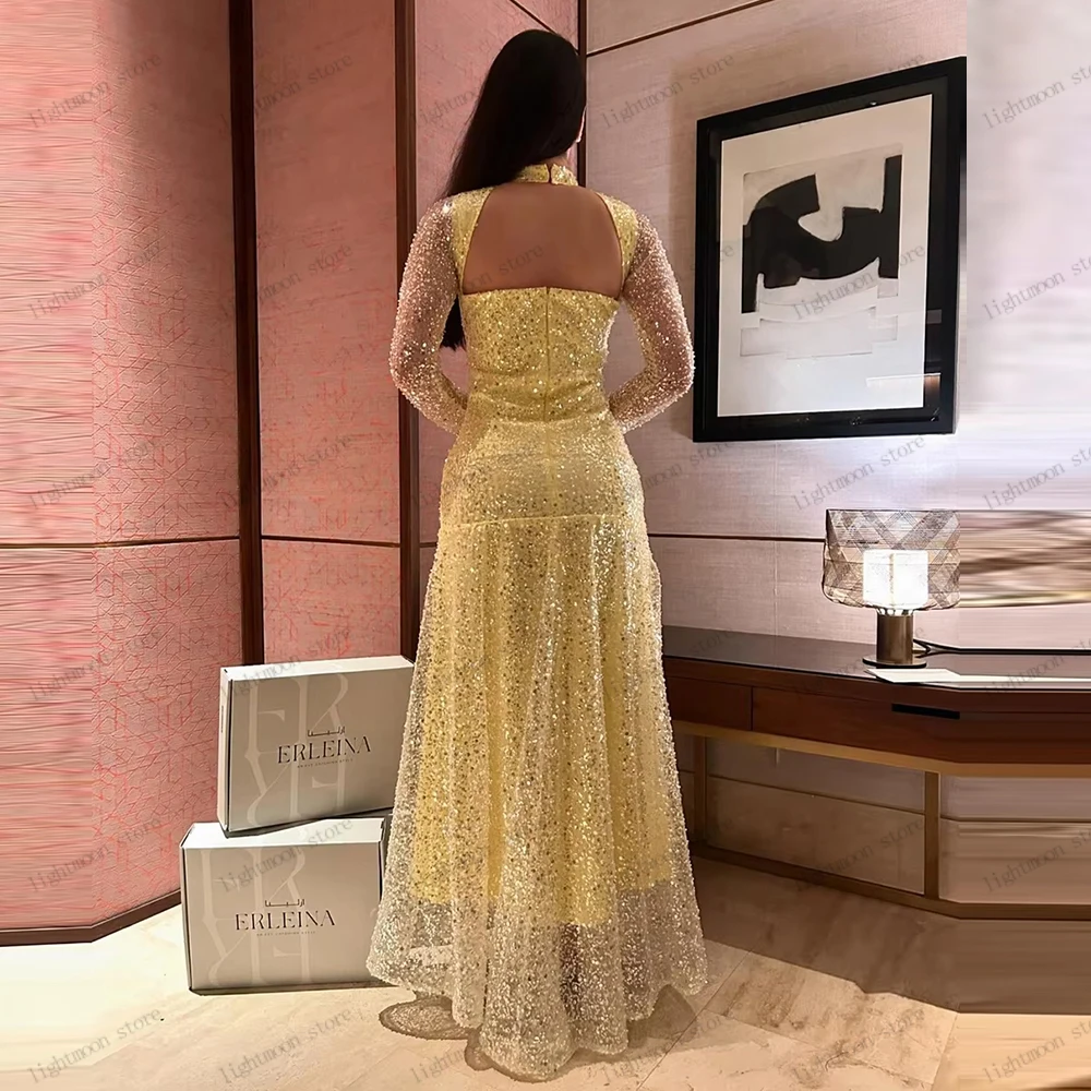 Glamorous Evening Dresses Glitter Prom Dress Beading Appliques Full Sleeves Robes Luxury Pretty Vestidos De Gala Customized 2026